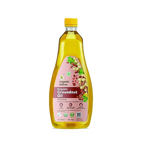 Image of Organic Tattva Cold Pressed Groundnut Oil 1 Litre | Organic Peanut Oil | Unrefined Edible Oil for Healthy Cooking | Natural Cold Press Oil