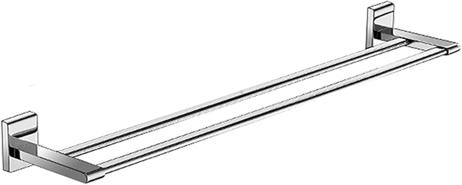 Double Towel Bar - Wall Mount Bathroom Towel Rail Rack Holder In Chrome Finish, All Copper Construction,80cm