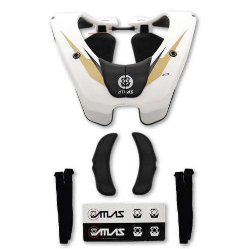 Atlas Brace Air Neck Brace (Adult - Small) for Use in: Powers, Offroad Racing, Motocross, Mountain Biking, and BMX (White/Gold)