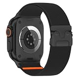 BIGHAS アップルウォッチ バンド ナイロン コンパチブル 49mm 46mm 45mm 44mm 42mm 41mm 40mm 38mm Apple Watch Ultra 3 2 1 iWatch Series 11/10/9/8/7/6/5/4/3/2/1/SE メンズ レディース おしゃれ (ブラック（黒のバックル）, 38/40/41/42mm)