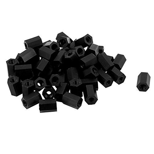 uxcell M3x8mm Nylon Hex Spacer Standoff Pillar Female Screw Nut Black 50Pcs