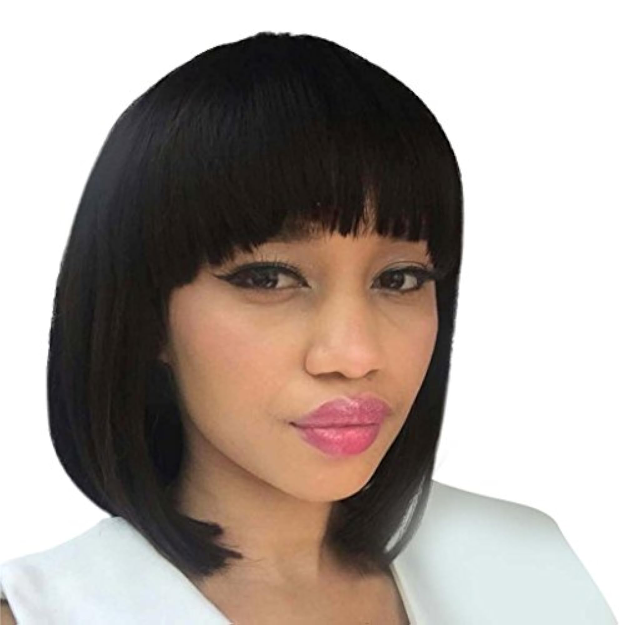 Women's Short Bob Straight Full Wig with Bangs