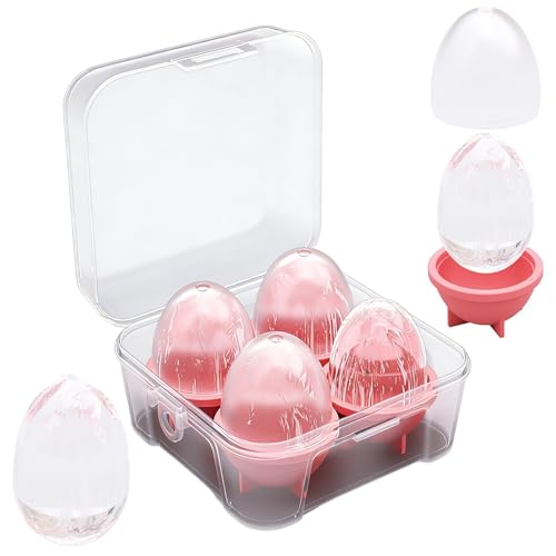 Moldes de hielo de silicona, 4 piezas portátiles antiadherentes en forma de huevo, máquina de hielo artesanal para whisky, para el hogar, la vida cotidiana, piscina, cocina, picnic, camping, bebidas