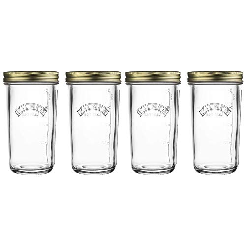 Kilner Wide Mouth Screw Top Lid Preserving Glass Jar 0.5 Litre Transparent (Pack of 4)