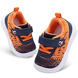 relxfeet Wide Toddler Shoes Boys Girls Barefoot Slip On Tennis Sneakers Lightweight Comfort for Walking Running Athletic Orange Blue Size 6