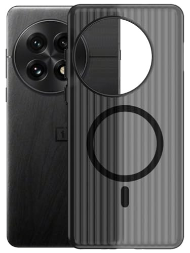 Image of Kapa Matte Magnetic Wave Grip Back Cover for OnePlus 13 | [MagSafe Compatible] Wireless Charging, Slim, Metal Buttons Frosted Back Case (Grey)