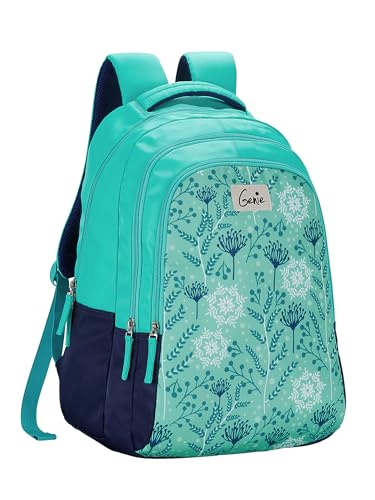 Genie School Backpack for Girls |19 In-36 Ltr with Laptop Sleeve, Three Compartments and Organiser with Padded Shoulders |Best for Books,Stationery,Lunch Box & Essentials