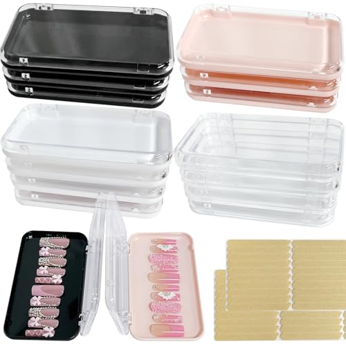 14Pcs Press On Nail Packaging Box Large Press on Nail Storage Box for Press Ons Long 5.12.95 Fake Nail Storage Cases with 60 Pcs Adhesive Tape for Fake Nails Storage Display Nail Salon Business