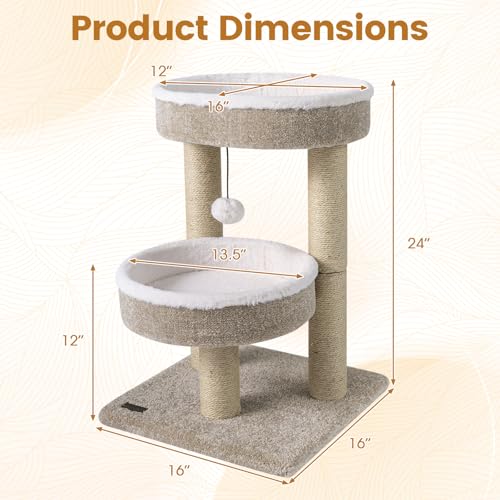 Árbol para Gatos Pequeño 24 pulg, Multi-Niveles con Rascadores miniatura 4