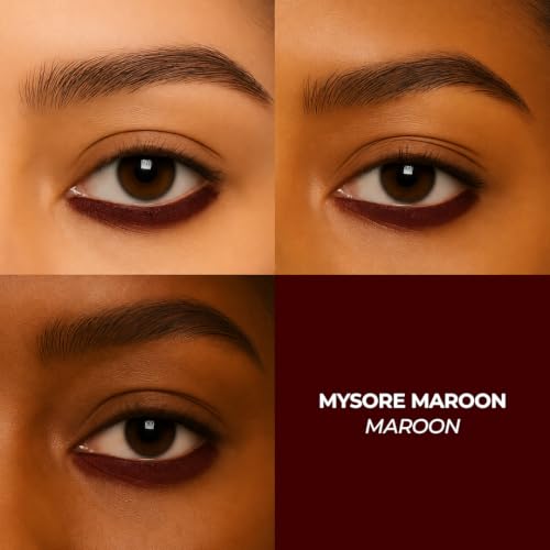 Image of LoveChild Masaba Colored Kajal, Mysore Maroon(Maroon)- Intense Color, Smooth Glide, Waterproof, Smudge-Proof Eye Pencil with Almond Oil, 0.3 g