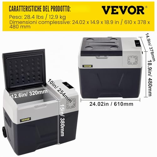 VEVOR Glacière Électrique Portable de 40 L Réfrigérateur de Voiture Mini Frigo Silencieux 220V avec Panneau Numérique -20 à 20℃ pour Maison, Voiture et Camping - 7