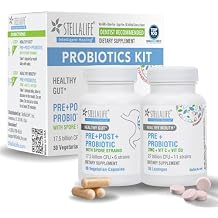StellaLife Probiotics Oral & Gut Prebiotics Post Probiotics Kit 44.5B CFU, 11 Oral & 6 Gut Spore strains for Digestive & Dental Health, Bad Breath Treatment, Tongue Hygiene, Strawberry Flavor, 30-day