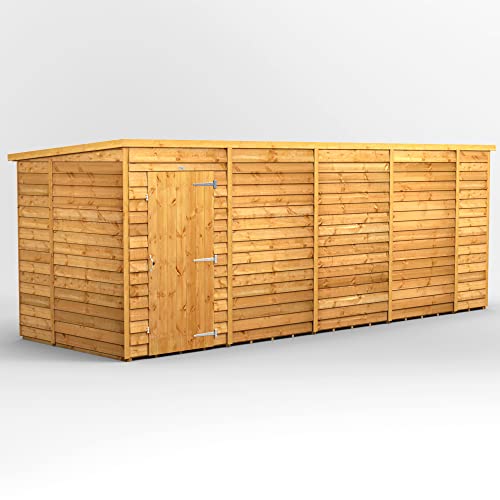 Powersheds High Grade Premium Pent Overlap Wooden Shed, Security Features, Door Flexibility, made from 10 mm Extra Thick Timber (Windowless)