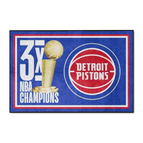 FANMATS 35089 Detroit Pistons 4ft. x 6ft. Plush Area Rug
