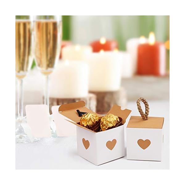 Belle Vous Cajitas para Regalo Blanca y Corazón Dorado para Fiestas (Pack de 50) 5,5 x 5,5 x 5,5 cm - Cajas para Dulces… - Imagen 7