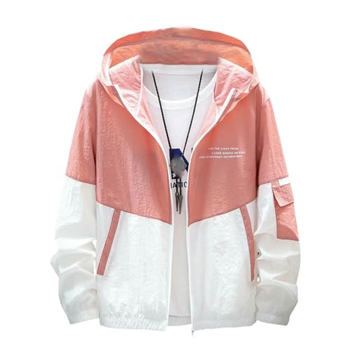 Chaqueta con capucha versátil de entretiempo para hombre cazadora ligera rosa 1-032 XL