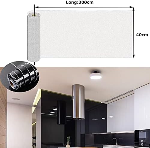Niviy Sticky Back Plastic 40x300cm Self Adhesive Wallpaper Glitter Effect Practical Furniture Stickers Stain Proof Protection and DIY Renovation of Furniture Good Adhesion(Black)