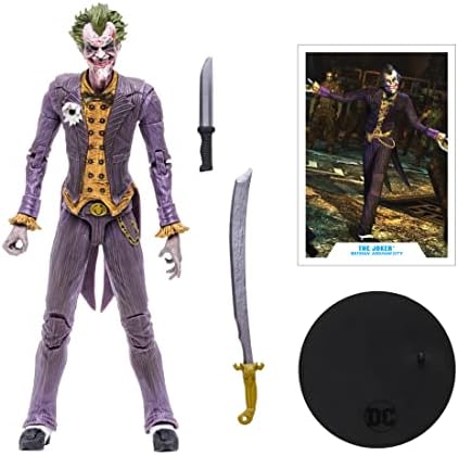 McFarlane Toys, 7-inch DC Multiverse Batman Arkahm City The Joker Figure with 22 Moving Parts, Collectible DC Figure with Collectors Stand Base and Unique Collectible Character Card  Ages 12+