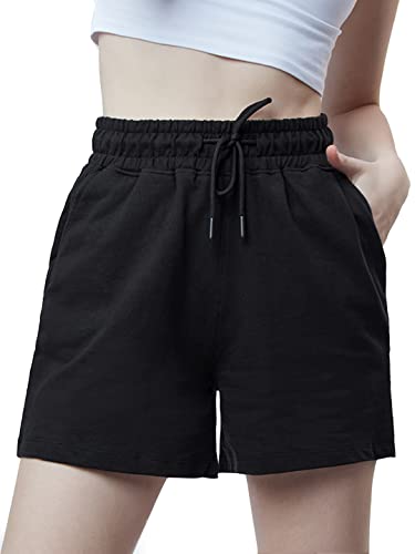 Image of The Souled Store Solids: Women Lounge Shorts SweatShorts Women's Sweat Shorts Athletic Lounge Gym Running Workout French Terry Cotton Drawstring Elastic Waist Casual Comfortable