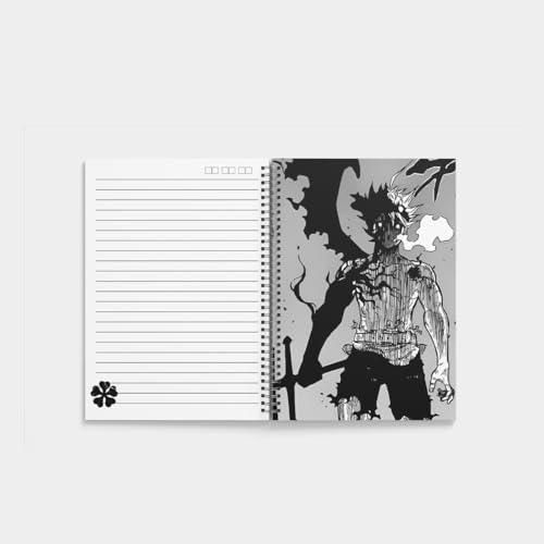 Image of zenithink Black Clover Wiro Journal Notebook | 80 gsm Paper With 350GSM Hard Cover | Unruled | Pages - 160 | A5 Size | Wiro Binding | Versatile for School, Home & Office