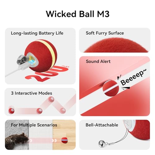 image for Cheerble 【2025 Upgrade】 Interactive Cat Ball Toy, Wicked Ball M3, 
