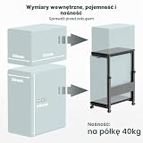 Stojak na wieżę komputerową na kółkach – regulacja wysokości od 50,5 cm do 80,5 cm, 2-poziomowy stojak na komputer z kółkami i podkładką pod mysz, maks. obciążenie na poziom 40 kg, do gier, biura