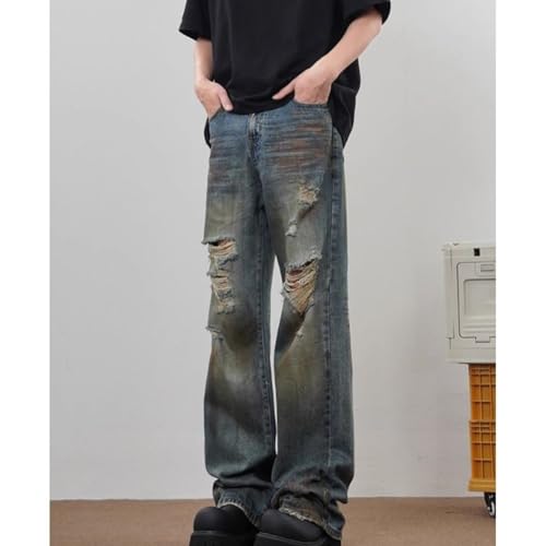XYGJZ Mens Baggy Jeans Ripped Loose Wide Leg Distressed Jeans Pants2