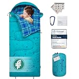 Kingcamp Saco de Dormir para niños, Saco de Dormir de Franela al Aire Libre, Multifuncional, portátil, cálido y cómodo, Impermeable, Plegable, Ideal para Camping, Viajes y Actividades