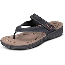 Orthofeet Mens Orthopedic Eldorado Adjustable Leather Thong Sandal