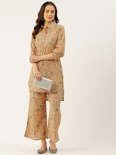 Image of feranoid Co Ord Set Collared Straight 4 Button Kurta with Plazzo