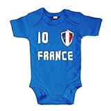 net-shirts Organic Baby Body mit France Frankreich Trikot 02 Aufdruck Fußball Fan WM EM Strampler - Spielernummer wählbar, Größe 00-03 Monate-Spielernummer 12