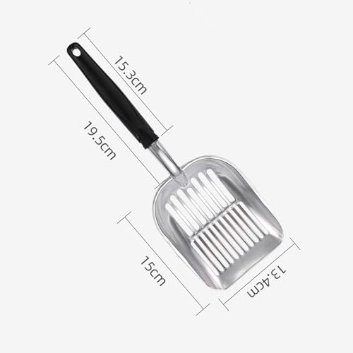 DUSTNIX Cat Litter Scoop, Aluminum Alloy Sifter, Kitty Metal Scooper, Deep Shovel, Long Handle, Poop Sifting, Kitten Pooper Lifter, Durable, Heavy Duty, for Litter Box (Big-Black)