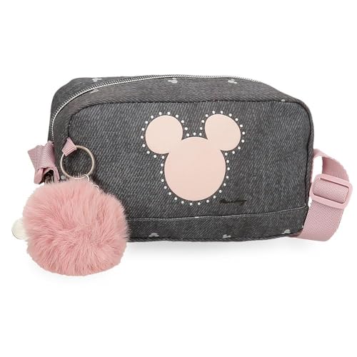 Joumma Disney Mickey Studs Borsa a tracolla Piccola Nero 19,5x11,5x7,5 cm Poliestere, Nero, Borsa a tracolla piccola