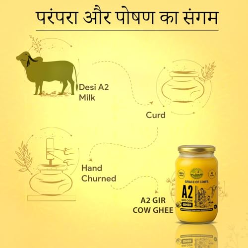 Image of Grace of Cows A2 Gir Cow Ghee 1L - 100% Pure & Natural Desi Ghee Made Using Traditional Bilona Method - For Cooking, Digestion & Daily Wellness