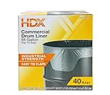 55 Gallon Clear Flap Tie Drum Liner, Heavy-Duty 1.7 Mil Thick Trash Bags, 40 Count (CAN NOT SHIP TO WA, NJ STATE)
