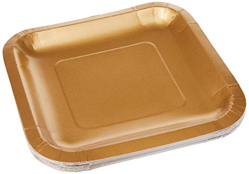 Creative Converting Touch of Color 18 Count Square Paper Lunch Plates, Glittering Gold