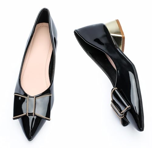 Women's Low Block Chunky Heels Pumps Shoes Pointed Toe Closed Toe Work Pumps Comfortable Slip-on Heels2