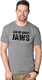 Mens Ask Me About Jaws Flip Up Tshirt Funny Ocean Shark Movie Tee for Guys Funny Mens Shirts for Shark Week with Movie Sayings Light Grey L