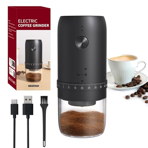 HOTUT Elektrische Kaffeemühlen, Klein Coffee Grinder wiederaufladbar, 40 einstellbare Stufen Elektrische Mahlgerät mit Keramikkern, 1800mAh akkubetriebene Kaffeemühle für Reisen, Camping