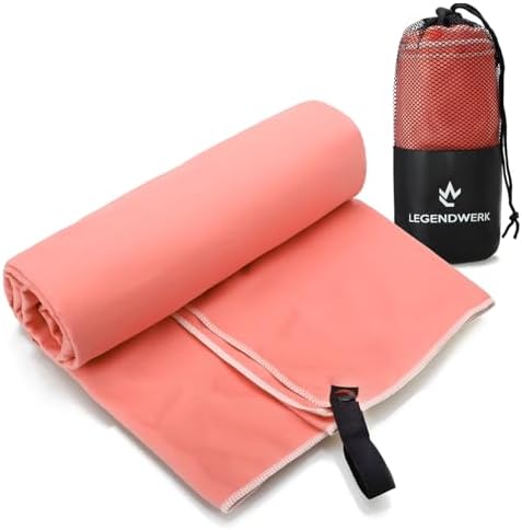 Microfibre Towel, 16 x 80 cm, Lightweight and Quick Drying | Ideal for gym - sauna - beach and travel - with loop and bag - compact and absorbent