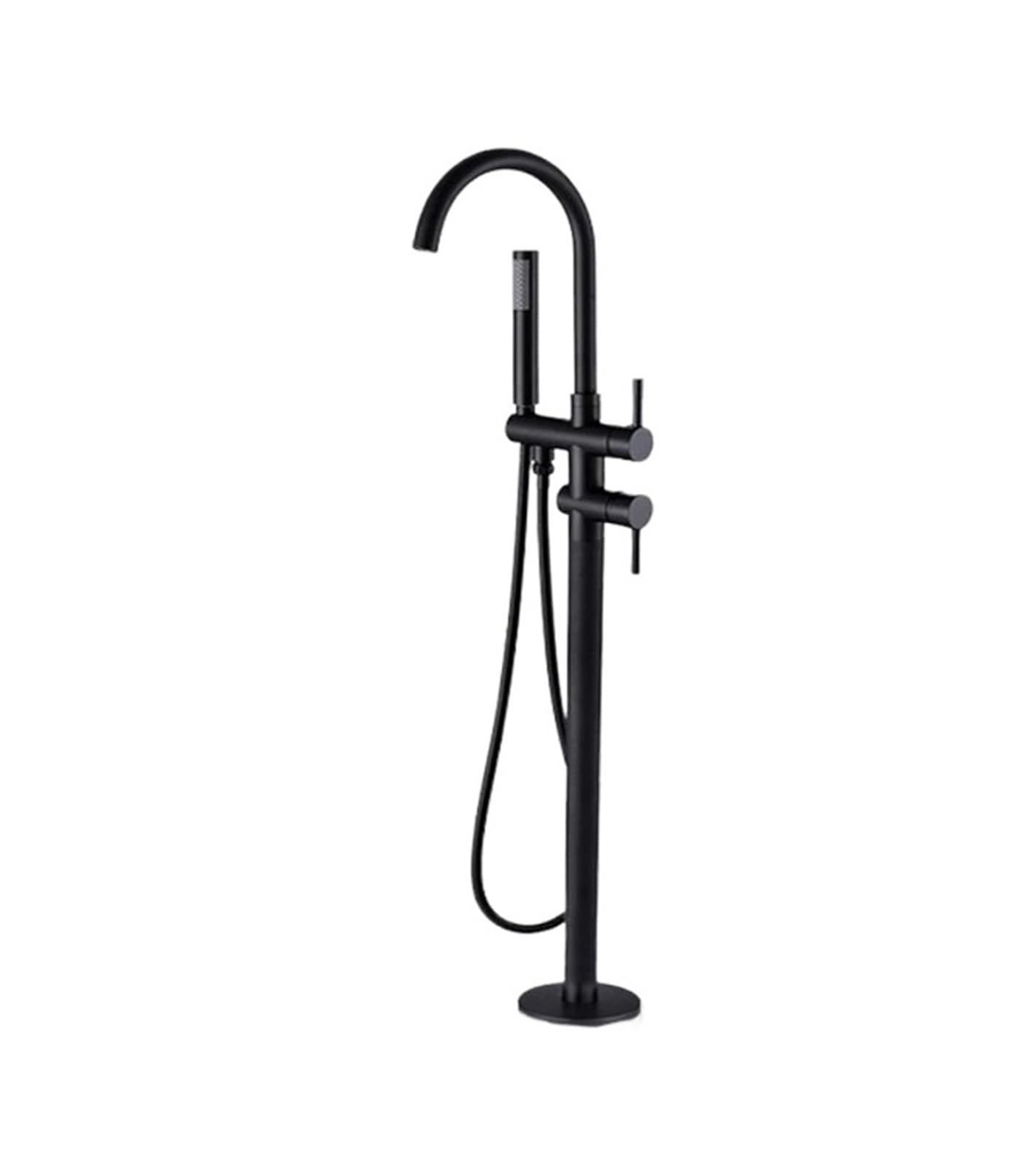 ZYCHSJXA Matte Black Brass Freestanding Bathtub Faucet Floor Mounted Shower Mixer Tap Hot & Cold Water Crane Swivel Spout Durable Leak proof Design Modern Bathroom Fixture