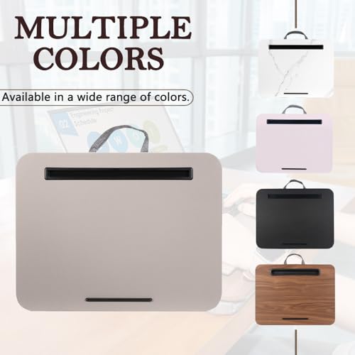 Portable Laptop Desk Fits Up to 16“ Laptops, with Tablet Slot, Built-in Cushion, Great for Home & Office,Lap Desk for Laptop,Lap Desk with Cushion (Gray, Medium)