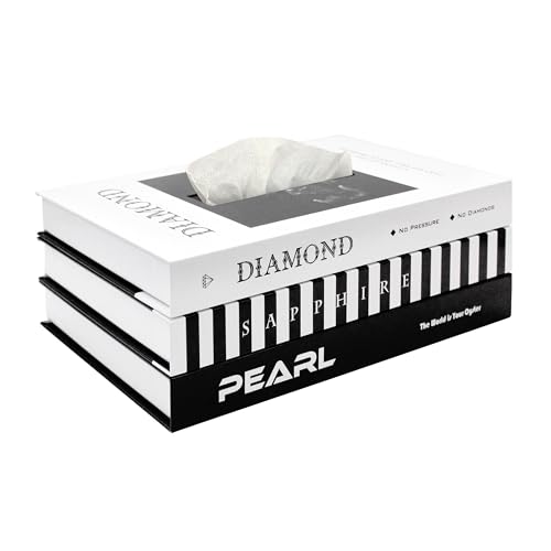 Senea Kay Tissue Box Holder Rectangle - Decor Book Kleenex Box Cover Dispenser Large Enough to Fit Rectangular Tissue Boxes the Most Unique Coffee Table Decor (Black Neutral) by SENEA KAY - Used condition - CA$10.51