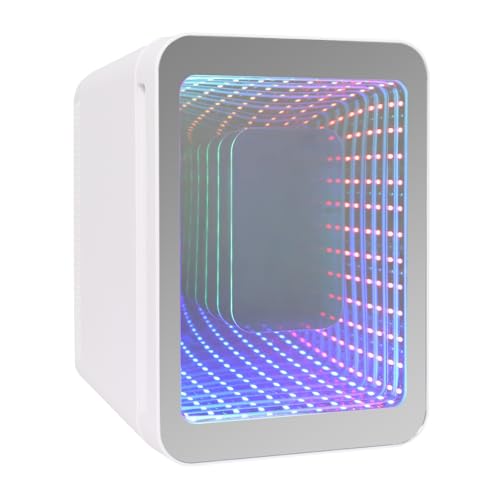 ARTETHYS Mini Fridge for Bedrooms, 4L Car Skincare Fridge with LED Mirror, Gaming Fridges with Infinity Effect for Home Office Skin Care, 220V AC/12V DC