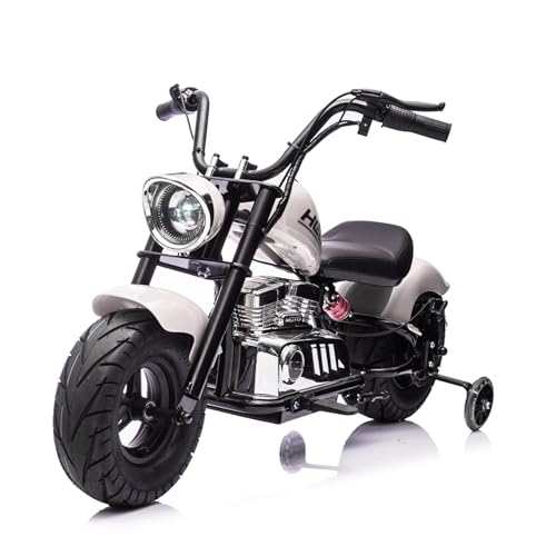 36V Electric Dirt Bike for Kids, 350W Off-Road Motorcycle with Spring Suspension, Speed up to 16.5 MPH, Lights & Music, Ideal for Teens 14+, White