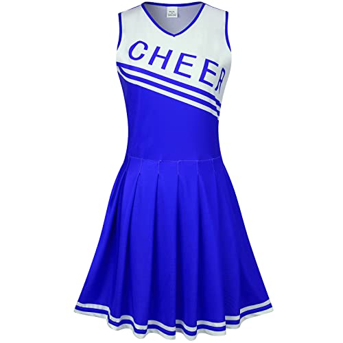 Grajtcin Girls Cheerleader Costume Dress For Kids Halloween Costume 8 Years Cheer Uniform Cheerleading Outfit (140, Blue) #TOP2