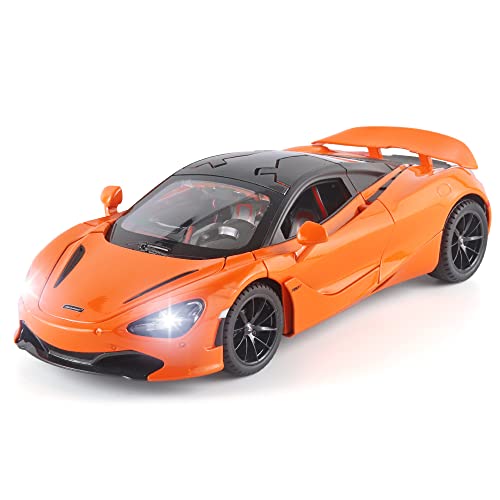 Oanmyjjo Boy Toy Sports Car 1/24 Mclaren 720S Diecast Cars Model，Car Model With Sound Light And Pull Back，Birthday Gifts For Kids Ages 3 Year And Up（Orange） #TOP17