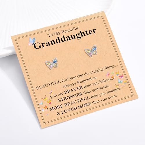 CERSLIMO Hypoallergenic Butterfly Earrings for Girls, Birthday Christmas Valentines Graduation Gifts for Daughter/Granddaughter3