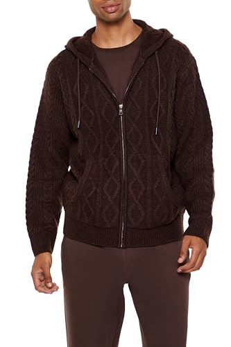Forever 21 Men's Hooded Cable Knit Zip-up Sweater - Product