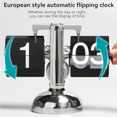 Miniatura 3 de Reloj Retro Con Tapa Y Tapa, Reloj De Escritorio Digital, Funciona Con Pilas, Minimalista, Con Una Sola Base, Reloj De Escritorio Mecánico Para El Hogar, Salón Negro